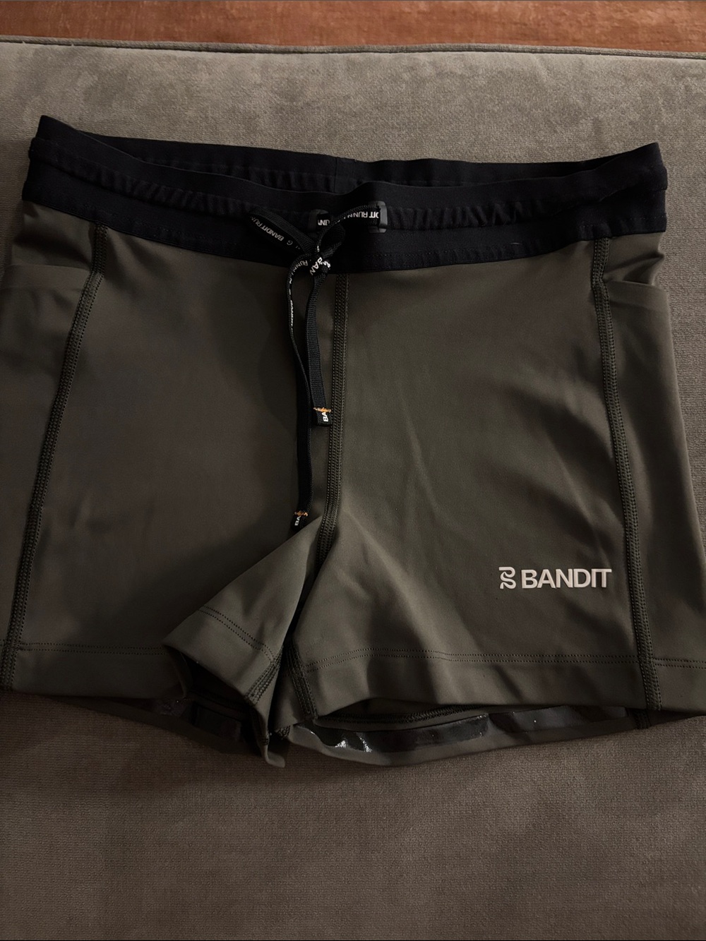 R2 Bandit Women's Olive Athletic Shorts with Black Waistband